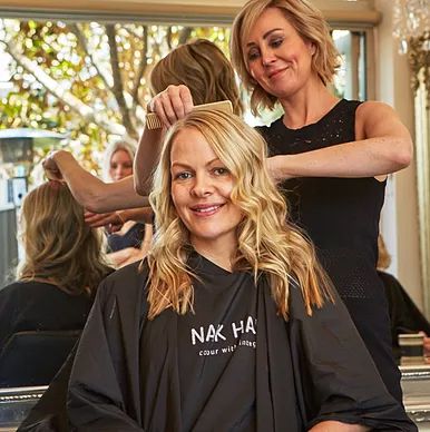 Australian hairdresser Deborah Bradshaw with client; blonde hair colourist specialist, stylist, proprietor of Balmain hairdressing salon Hair Angel; Darling St; prior Rozelle location, inner west Sydney, NSW. Australian hairdresser Deborah Bradshaw with client; blonde hair colourist specialist, stylist, proprietor of Balmain hairdressing salon Hair Angel; Darling St; prior Rozelle location, inner west Sydney, NSW.